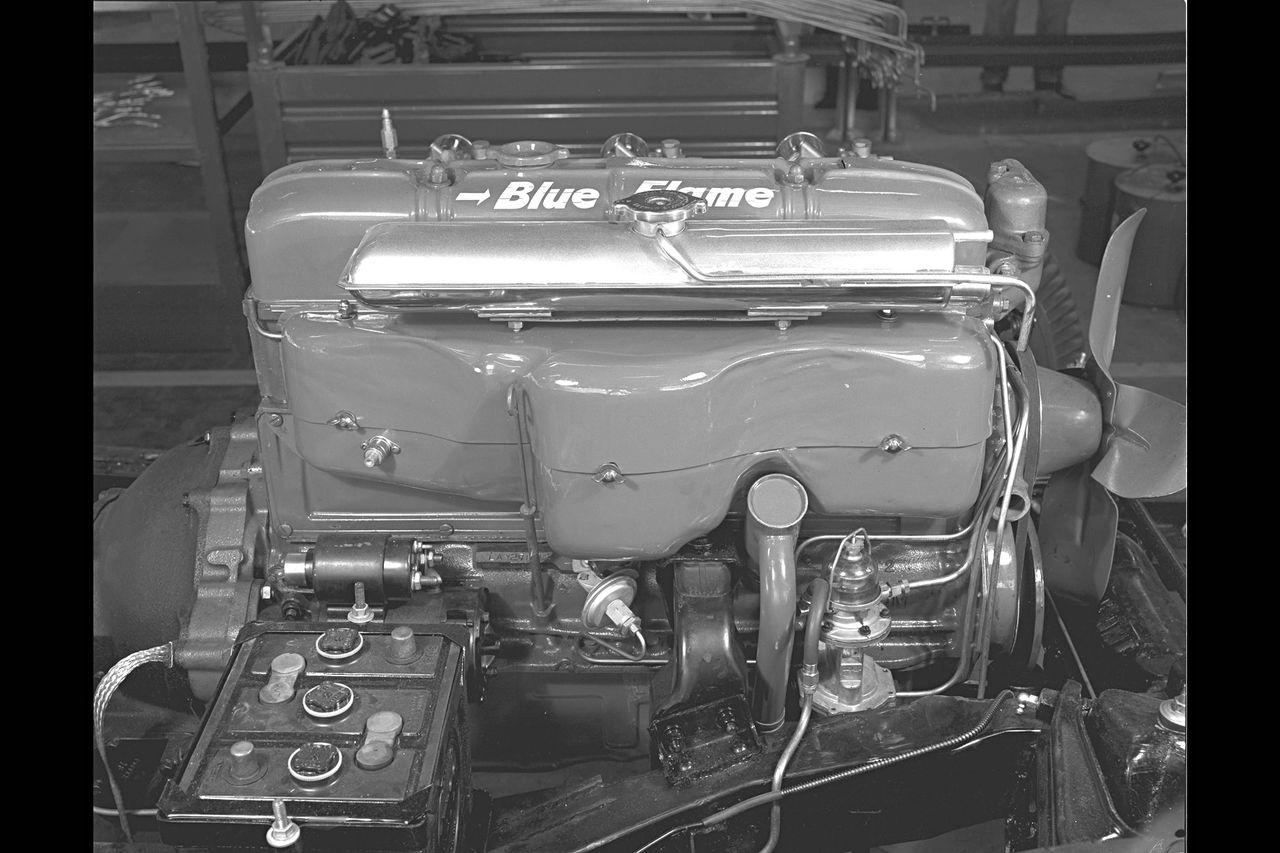 An original Blue Flame engine on the St. Louis Assembly Line circa 1954.