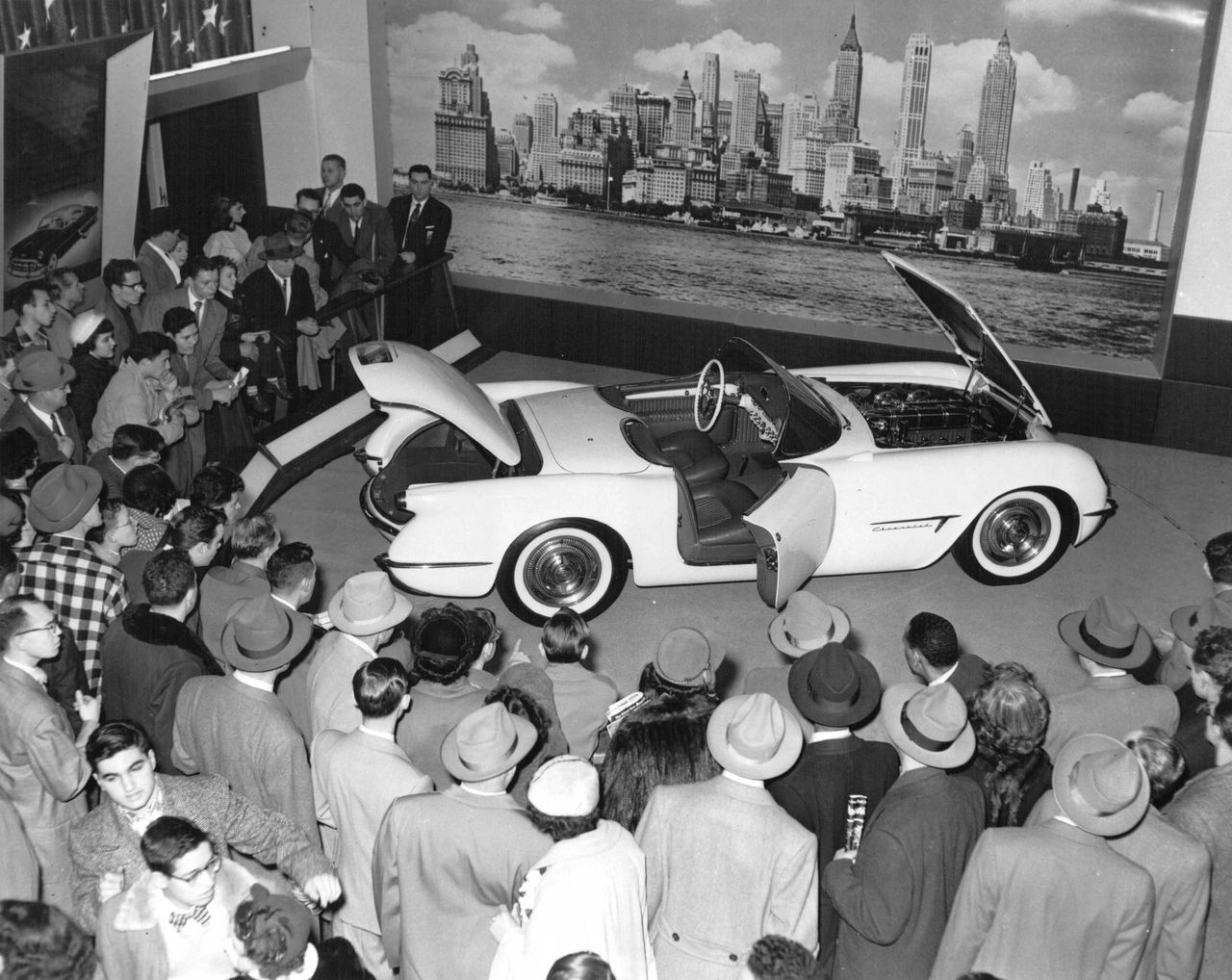 The EX-122 Corvette Concept Car on display at the Waldorf Astoria Hotel in New York City in January, 1953. (Image courtesy of GM Media LLC.)