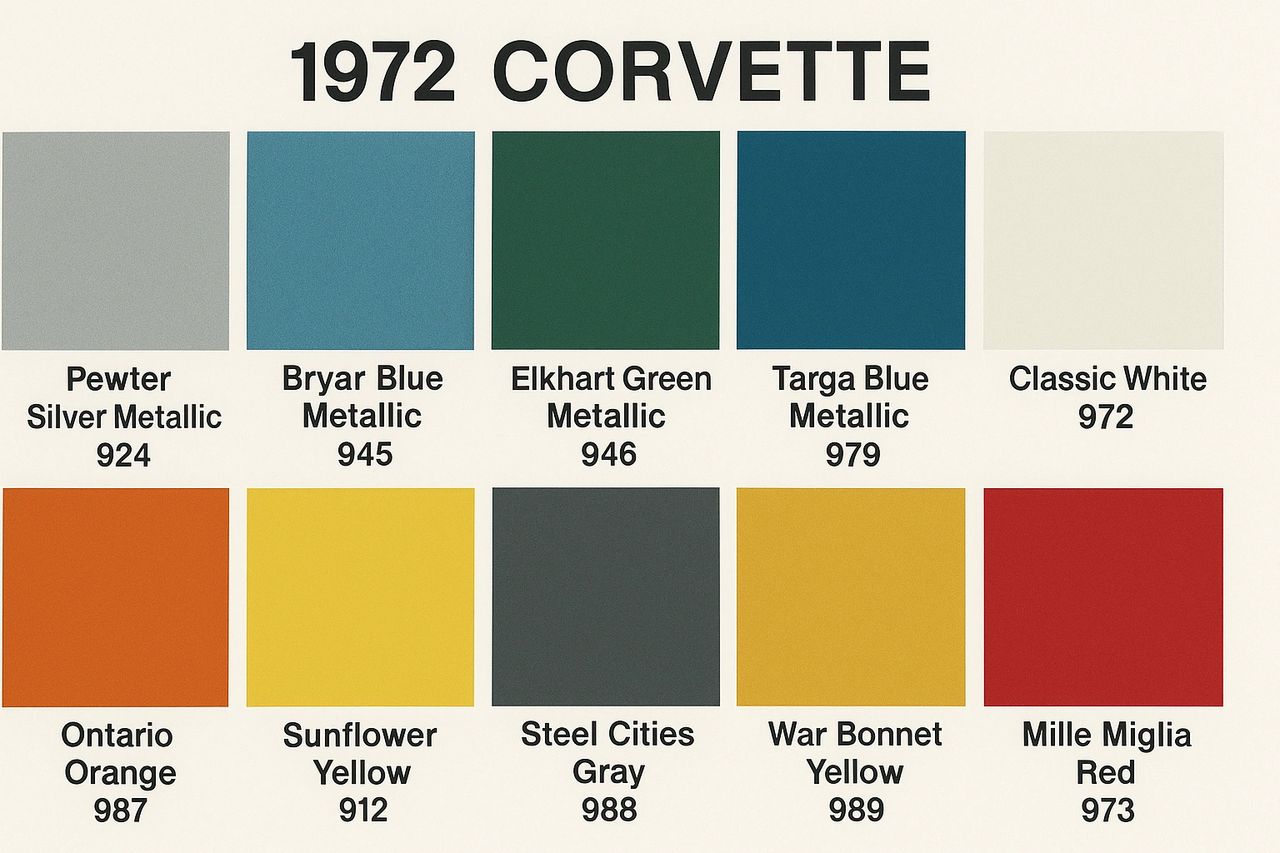 1972 Corvette Paint Colors (Image courtesy of the author)