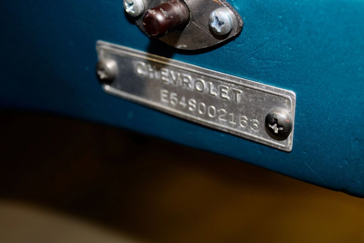 1954 Corvette VIN (Vehicle Identification Number) Tag, with the S (fourth character from left) indicating the car was assembled in St. Louis.