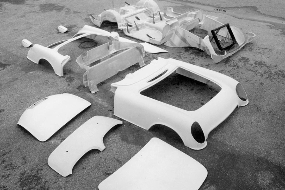 The fiberglass assemblies of the 1953 Corvette as produced by the Molded Fiber Glass Company in Ashtabula, Ohio.