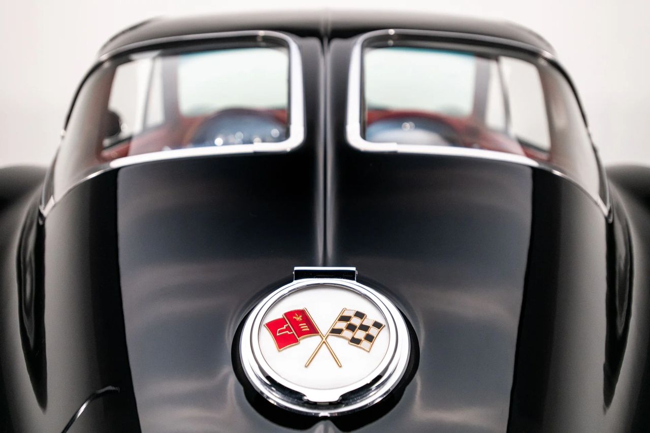 The rear split window was unique to the 1963 model year. It was deemed so controversial when introduced that many owners had the rear glass assembly converted to a single, wrap around window. Little did they realize that they were seriously hurting the future value of the car! (Image courtesy of RK Motors.) The rear split window was unique to the 1963 model year. It was deemed so controversial when introduced that many owners had the rear glass assembly converted to a single, wrap around window. Little did they realize that they were seriously hurting the future value of the car! (Image courtesy of RK Motors.)