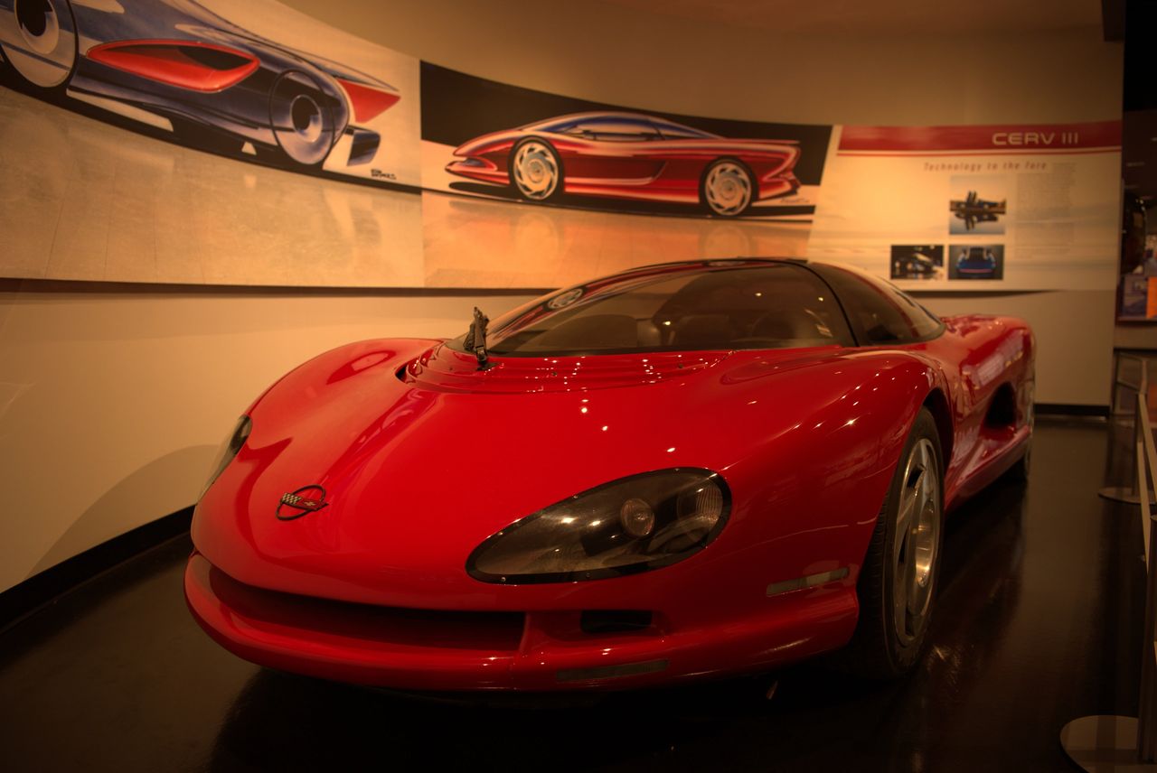The 1986 Corvette Indy Concept on display at the National Corvette Museum in Bowling Green, Kentucky.  (Image courtesy of Joe Kolecki / Kolecki Photography LLC.)