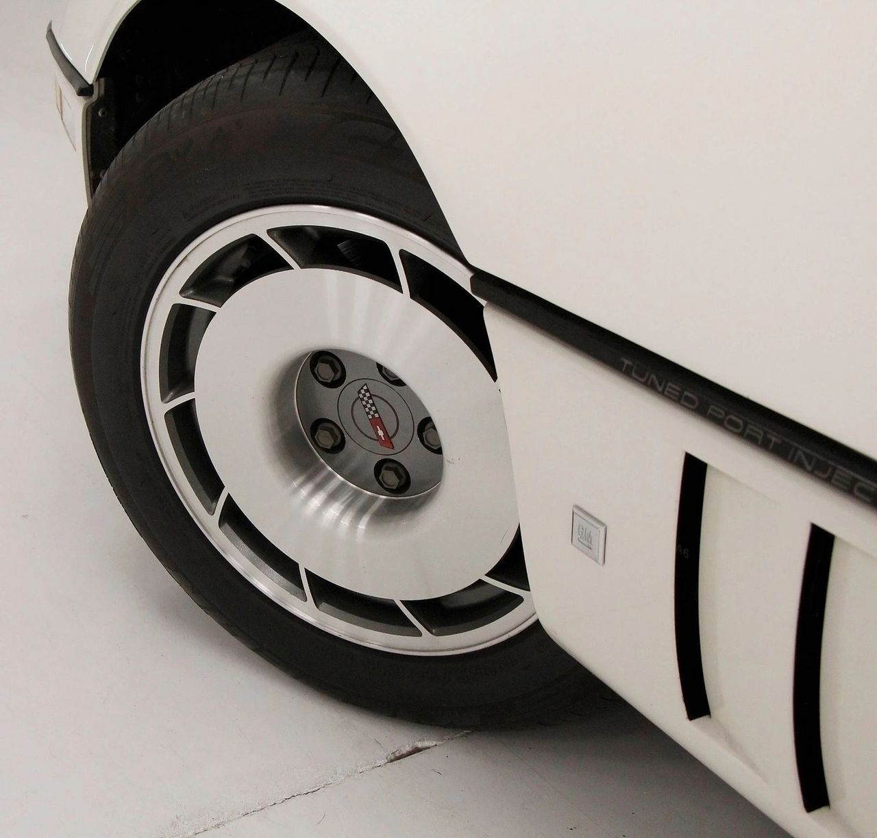 One of the subtle differences that distinguishes the 1987 Corvette from earlier models is the introduction of the Argent Gray center sections on the wheels.