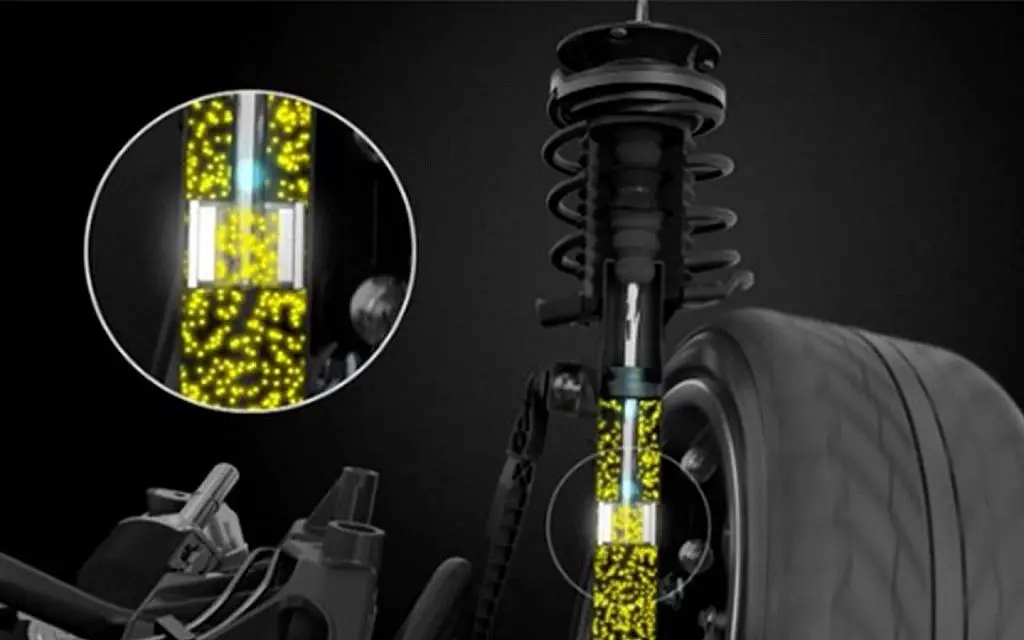 Magnetic Ride Control in the C8 uses a magnetorheological fluid—microscopic metal particles suspended in oil—that stiffens instantly when an electric field is applied. Sensors read wheel and body motions in milliseconds, and the control unit alters damping on the fly to keep the car composed over broken pavement or curbing. For 2021, MRC wasn’t just tied to Z51: you could spec it standalone as FE2 (comfort-first bandwidth) or with Z51 as FE4 (track-ready body control)—one button, two personalities.