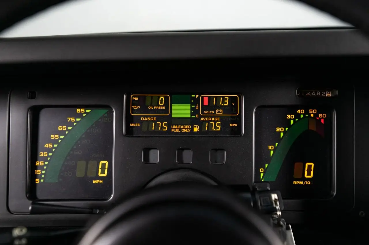 GM updated the digital dashboard for the1985 Corvette model year, improving legibility and de-cluttering the overall aesthetic of its design