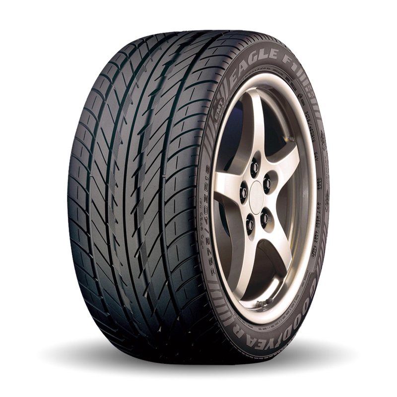 Goodyear’s Eagle F1 GS EMT was the 1997 Corvette’s factory performance tire—a Z-rated run-flat that let Chevy delete the spare and gain real cargo space. Its stiff sidewalls and directional V-tread delivered about 50 miles of mobility at up to 55 mph after a puncture while preserving crisp steering. OE sizing was 245/45ZR17 up front and 275/40ZR18 in back, tuned for the C5’s aluminum control-arm chassis. Not ultimate track rubber, but a smart blend of grip, stability, and peace of mind. (Image courtesy of Goodyear Tires)