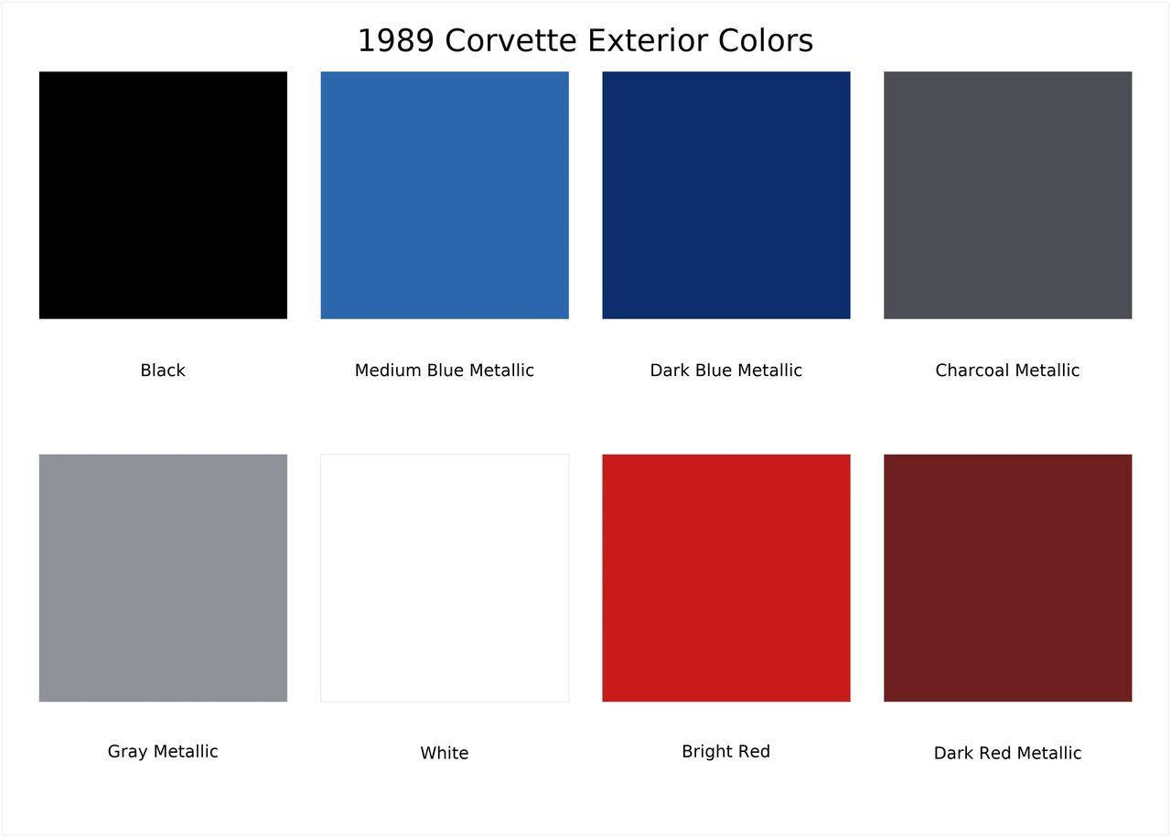 1989 Corvette Exterior Paint Colors