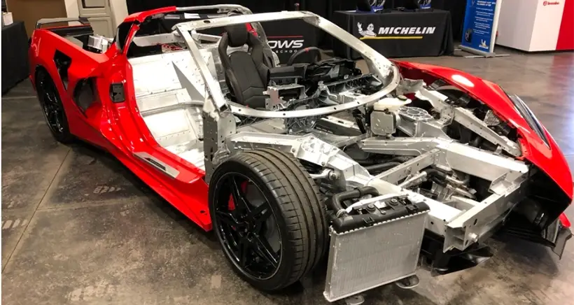 The 2020 Mid-Engine Corvette Stingray chassis assembly was aptly nicknamed the "Bedford Six"