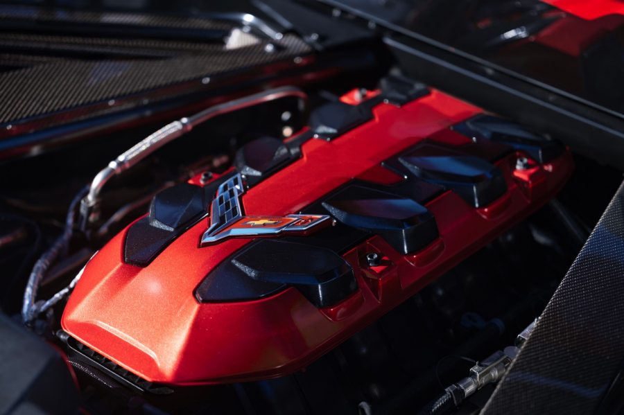 The formal reveal of the 2027 Corvette Grand Sport also introduced Chevrolet’s next-generation 6.7-liter LS6 small-block V-8, the naturally aspirated engine that now sits at the center of the car’s performance story. (Image courtesy of GM Media LLC.)