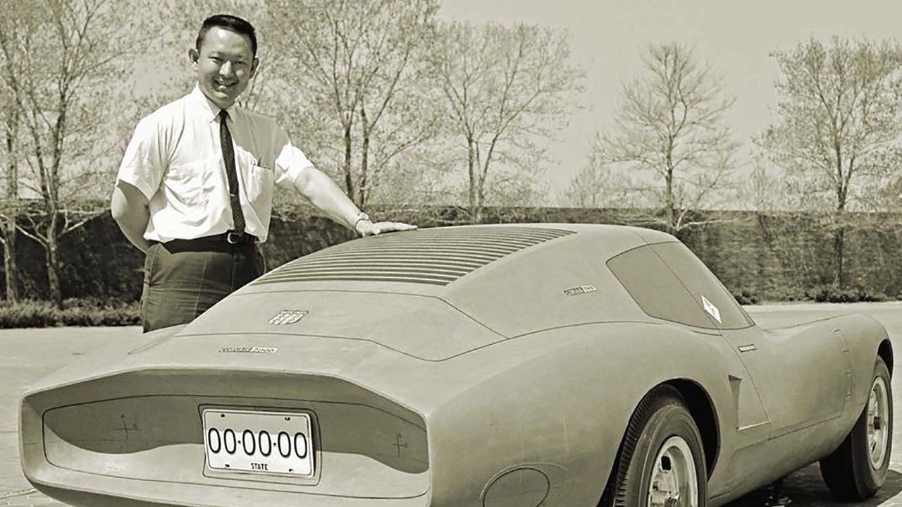 Larry Shinoda is pictured here with the full-size clay model of the Corvair Monza GT, one of his most daring and influential experiments inside GM Styling. The Monza GT’s cab-forward stance, fastback profile, and mid-engine proportions gave GM a rolling laboratory for ideas that would ripple outward into future sports-car programs. Shinoda would later channel that same willingness to break the rules into projects like the XP-819 rear-engine Corvette prototype, which stretched Corvette thinking far beyond the traditional front-engine formula. Of course, his fingerprints are also all over the production Corvette—most famously the second-generation Sting Ray—with its sharp creases and race-bred attitude. Together, the Monza GT, XP-819, and his mainstream Corvette work showcase Shinoda as a designer who never stopped pushing the envelope of what a Chevrolet sports car could be. (Image courtesy of GM Media LLC) Larry Shinoda is pictured here with the full-size clay model of the Corvair Monza GT, one of his most daring and influential experiments inside GM Styling. The Monza GT’s cab-forward stance, fastback profile, and mid-engine proportions gave GM a rolling laboratory for ideas that would ripple outward into future sports-car programs. Shinoda would later channel that same willingness to break the rules into projects like the XP-819 rear-engine Corvette prototype, which stretched Corvette thinking far beyond the traditional front-engine formula. Of course, his fingerprints are also all over the production Corvette—most famously the second-generation Sting Ray—with its sharp creases and race-bred attitude. Together, the Monza GT, XP-819, and his mainstream Corvette work showcase Shinoda as a designer who never stopped pushing the envelope of what a Chevrolet sports car could be. (Image courtesy of GM Media LLC)