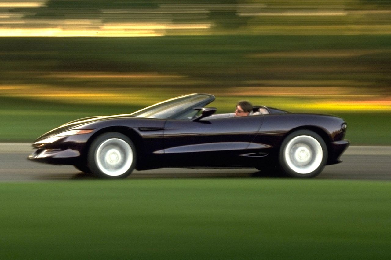 Sleek, low, and futuristic, the Sting Ray III concept embodied the Corvette’s forward momentum in the early ’90s. Its fluid profile, hidden lamps, and sweeping fender lines suggested speed even at a standstill, while its open-top design emphasized a pure driver’s experience. More than just a show car, it was a rolling statement that Corvette design would not stand still heading into the next generation, or the next century. (Image courtesy of GM Media)