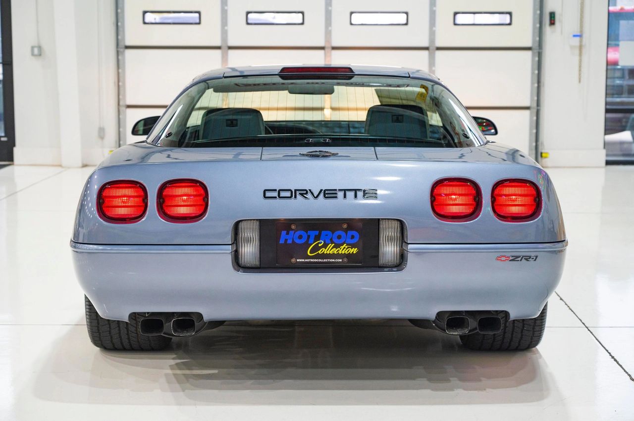 When introduced in 1990, the ZR-1 was instantly recognizable from the rear—its wider body, massive tires, and exclusive square taillights set it apart from the base coupe, marking it as the true “King of the Hill.”  However, in 1991, Chevrolet refreshed the base model Corvette to include the same convex-shaped rear fascia, complete with squared off taillamp assemblies, further diminishing the already subtle distinguishing characteristics of the ZR-1. (Image courtesy of Hot Rod Collection)