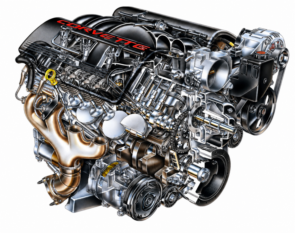 The LS1 engine powered all variants of the 2000 Corvette.