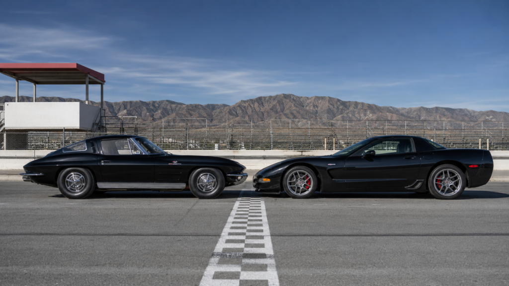 The 1963 Corvette Z06 (left) and the 2001 Corvette Z06 (right).