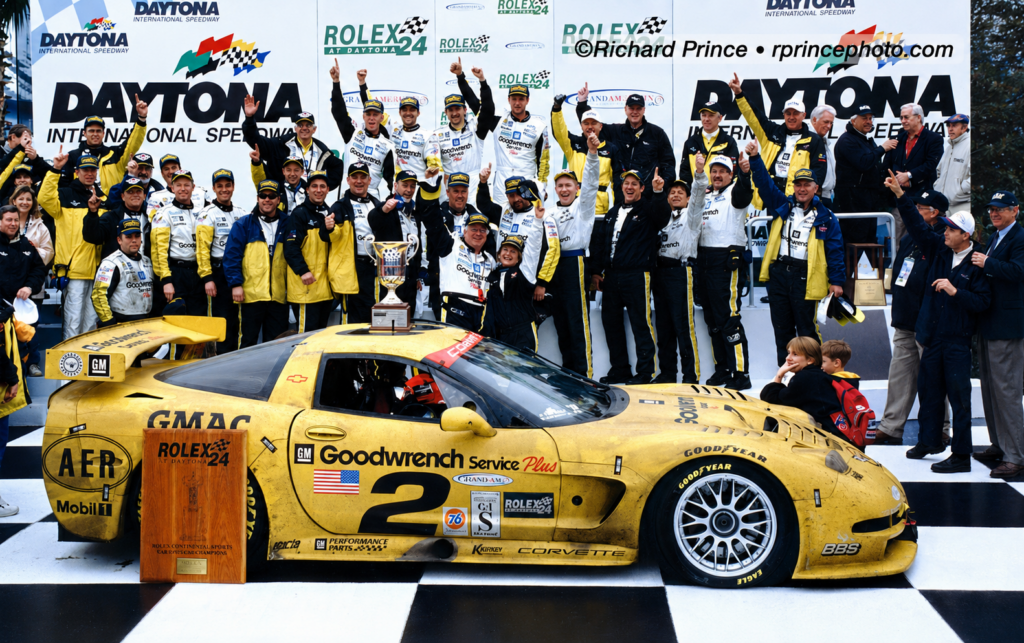 Corvette Racing’s No. 2 Chevrolet Corvette C5-R claimed an historic overall victory at the 2001 Rolex 24 at Daytona