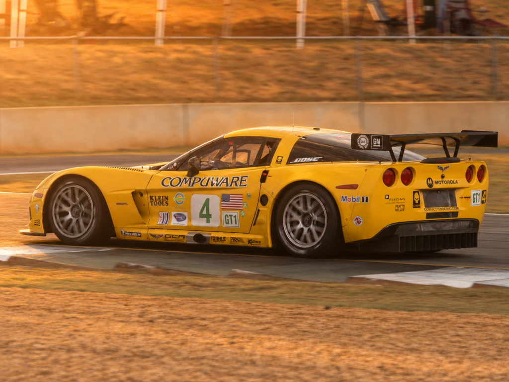Corvette GT1 C6.R racing during the Petit Le Mans at Road Atlanta in Braselton, Georgia.