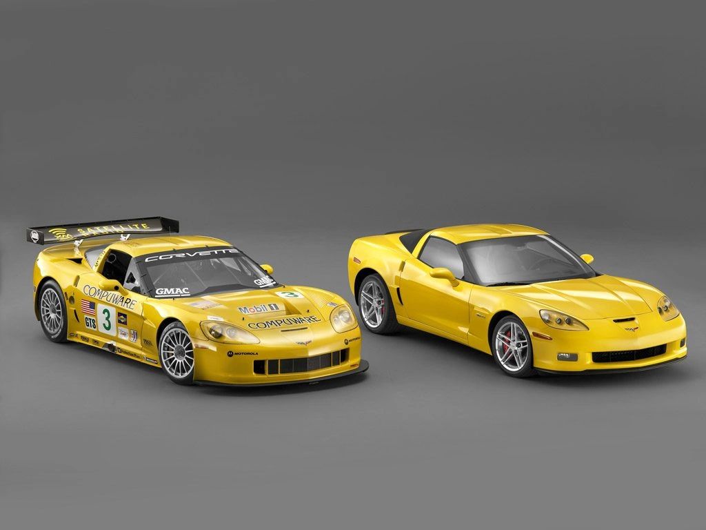 There is no denying the technology transfer that occurred between the C6.R Corvette race car and the 2006 Corvette Z06 (and later models) production cars. For the first time in the brand's fifty-plus years, engineers had developed a street car that was directly related to its race car counterpart. (Image courtesy of GM Media.) There is no denying the technology transfer that occurred between the C6.R Corvette race car and the 2006 Corvette Z06 (and later models) production cars. For the first time in the brand's fifty-plus years, engineers had developed a street car that was directly related to its race car counterpart. (Image courtesy of GM Media.)