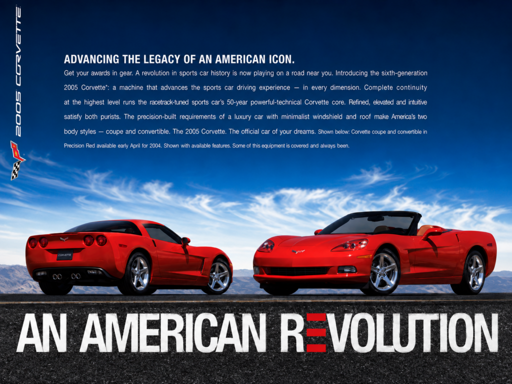2005 Corvette advertisement from Chevrolet.